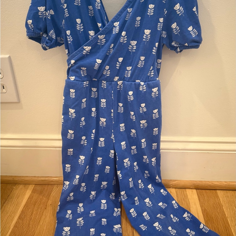 Tea Collection Blue and White Floral Jumpsuit